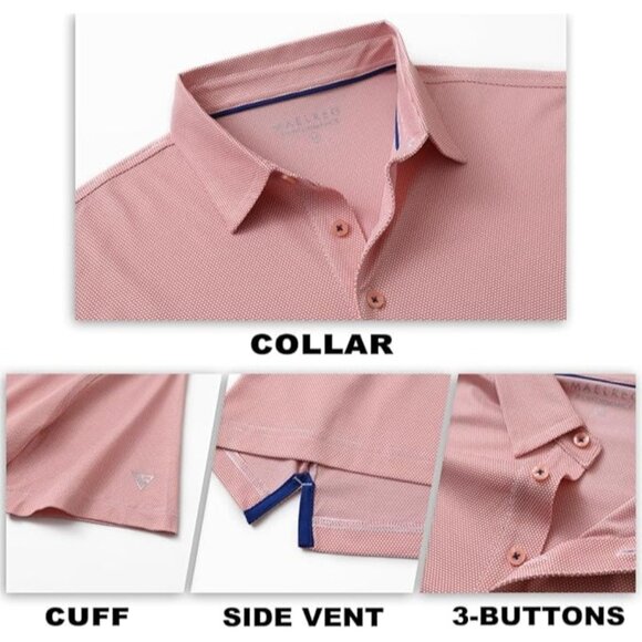 M MAELREG Men's Short Sleeve Dry Fit Light Pink Performance Polo Size XL  NWT - Picture 5 of 6